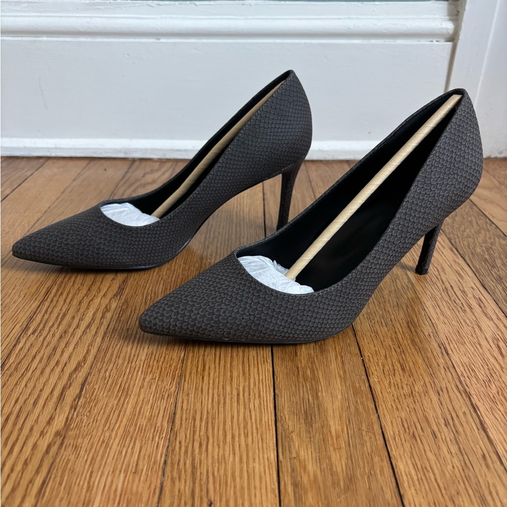 JustFab Gray Stiletto Heels with Pointed Toe